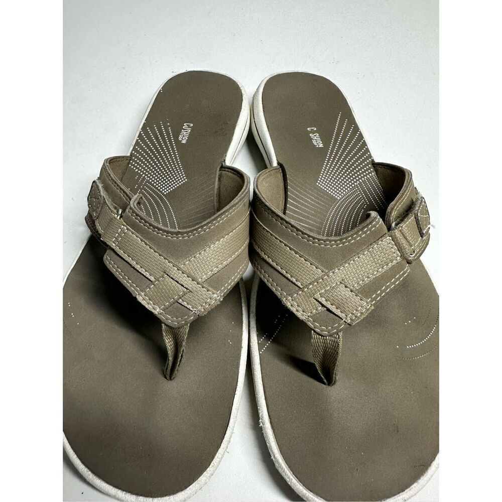 Clarks Breeze Sea Sandals Taupe Women's 10 M Tan White - Picture 10 of 11